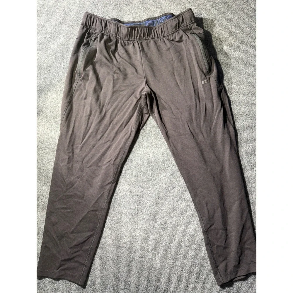 Russell Mens Gray Athletic Jogger Pants Zipper Pockets Reflective Large 36-38